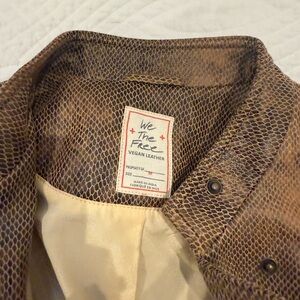 We The Free Brown Herringbone Leather jacket